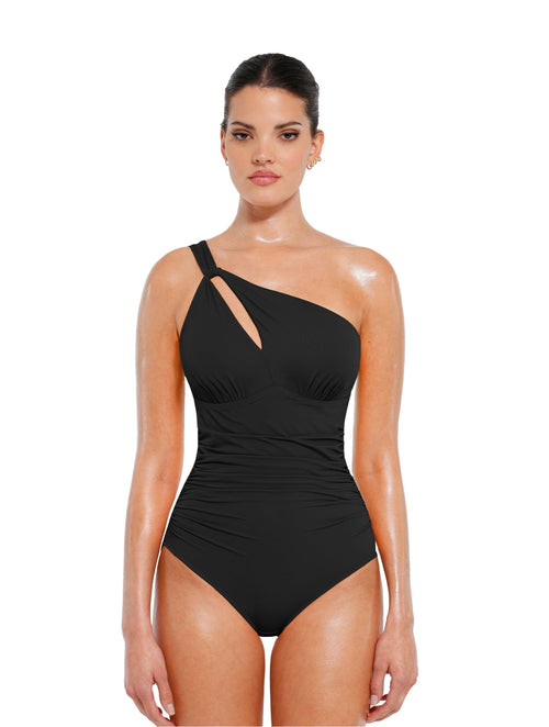 Maillot de bain amincissant asymétrique à découpes