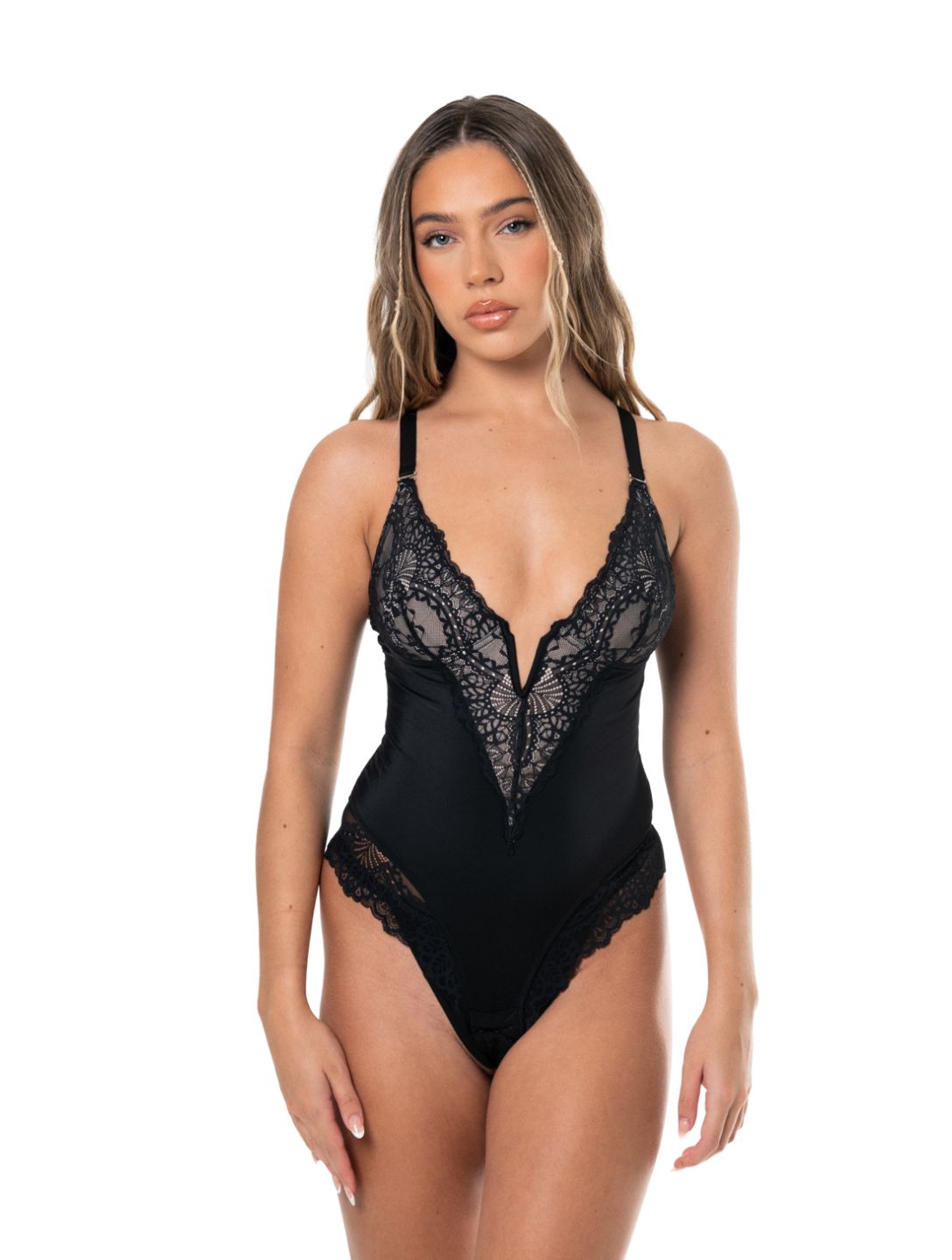 Body col V semi-dentelle